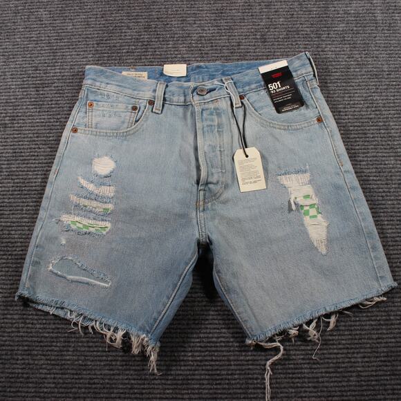 Levi’s 501 ’93 Shorts Mens 31 Light Wash Distressed Raw Hem - Picture 1 of 10